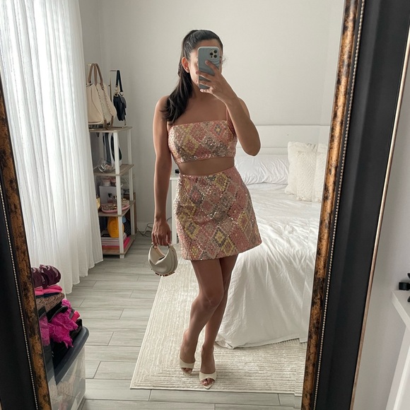 Caroline Constas Coral Sequin Detail Set - Picture 1 of 8